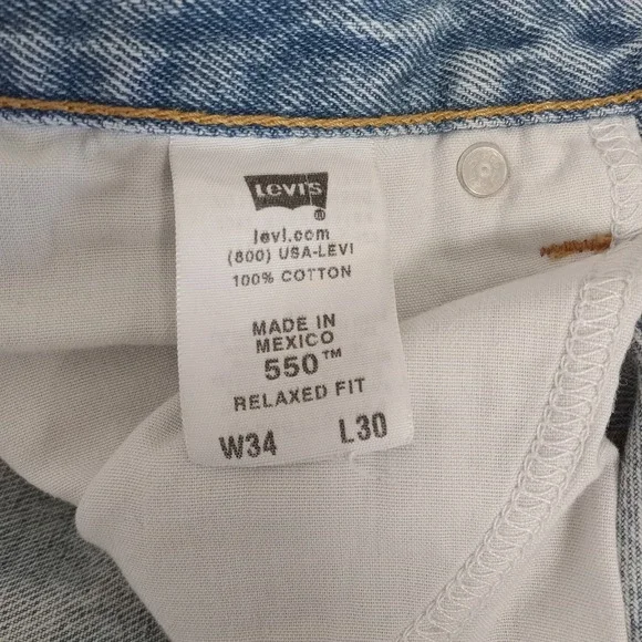 Levi Strauss 550 Mens Y2K Relaxed Fit Light Wash Denim Jeans W34 L30 - Picture 6 of 7
